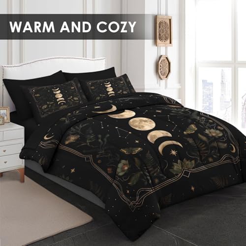 WeCozy Twin Comforter Set with Sheets, 5 Pieces Celestial Moon Bedding