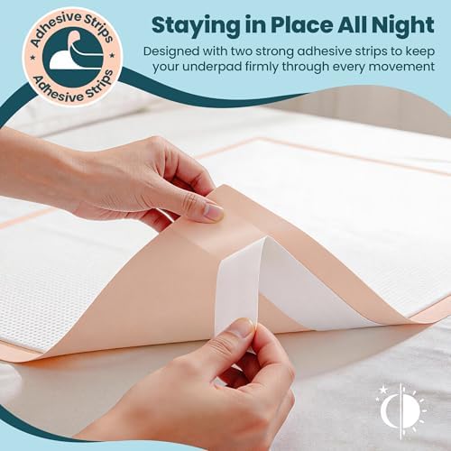 MKISS Extra Large Bed Pads with Adhesive Strips 40" x 36" 50 Count