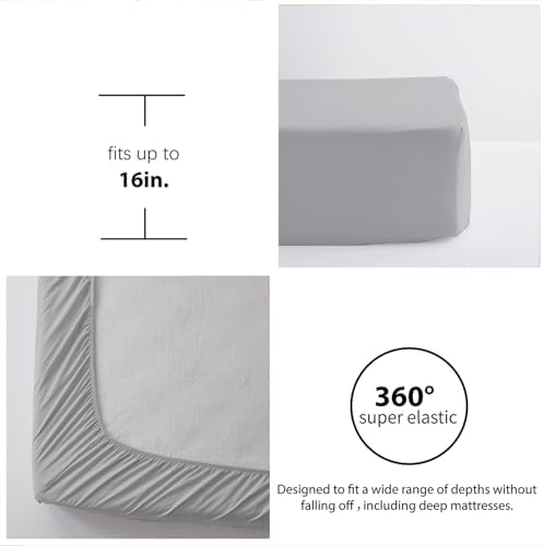 Queen Comforter Set 7 Piece, Light Grey Bed in a Bag Queen Bedding Sets