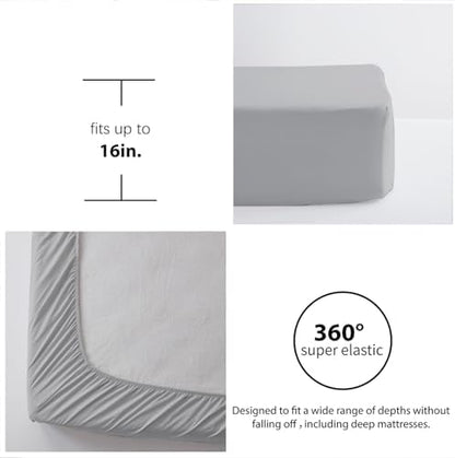 Full Size Comforter Sets 7 Piece, Light Grey Bed in a Bag Full Bedding Set