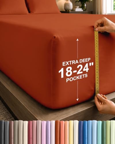CGK Linens Extra Deep Flex Top Split Head King Fitted Sheet - Terracotta