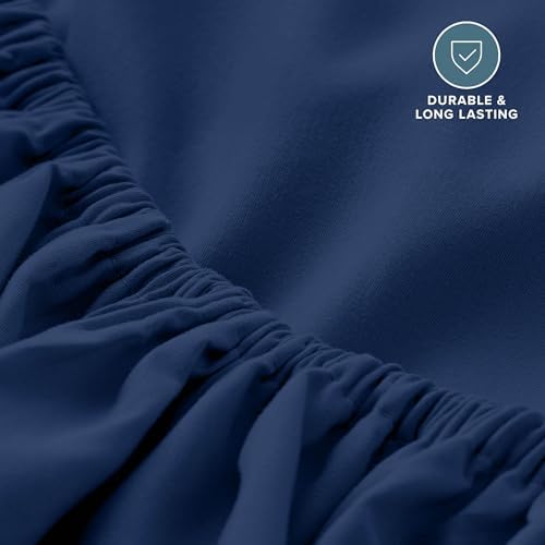 Bare Home Twin Fitted Sheet - 1800 Ultra-Soft (Twin, Dark Blue)