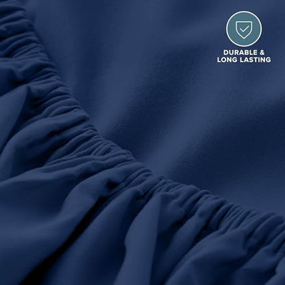 Bare Home Twin Fitted Sheet - 1800 Ultra-Soft (Twin, Dark Blue)