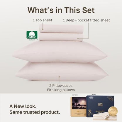 California Design Den 100% Egyptian Cotton Cal King Sheets Set, Soft Rose
