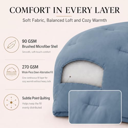 CozyLux Twin Comforter Set, 2 Pieces Down Alternative Bedding, Grayish Blue