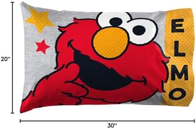 Sesame Street Elmo Toddler Kids Pillowcase Reversible, Gray
