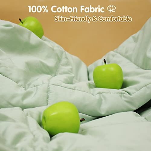YOUR MOON Summer Lightweight Wool Comforter - Breathable & Thin Duvet Insert for Hot Sleepers, 100% Australian Lamb Wool Filling 100gsm with Pure Cotton Shell-King Size (Green)