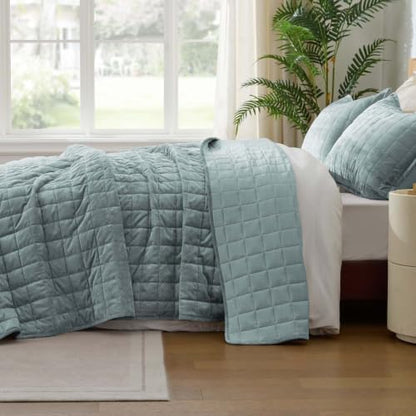 BEDELITE Velvet Quilt Set King Size, Luxury Velvet Comforter Bedding