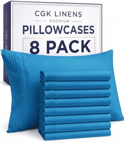 King Standard Pillow Cases Set of 8 - Soft Pillowcase Covers - Denim Blue
