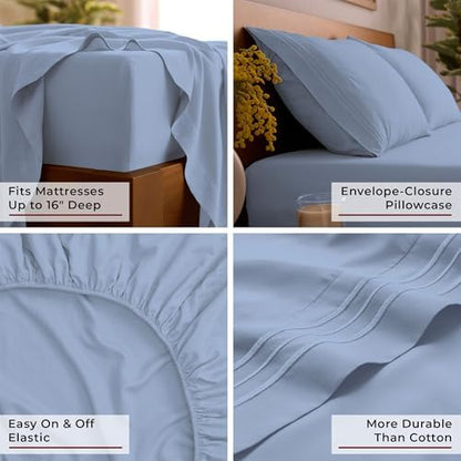 Mellanni Iconic 4-Piece, Ultra Soft Sheet Set (Full, Sky Blue)