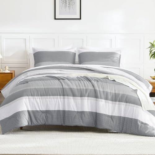 Litanika Full Comforter Set - 3 Pieces Stripe Bedding Comforter Sets