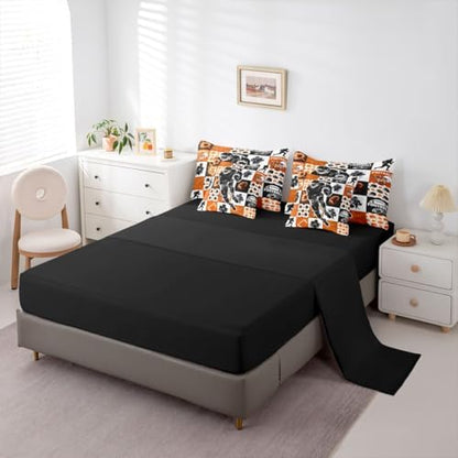Erosebridal Sports Geometric Comforter Sets with Sheets - Football Bedding Set Full for Boys Girls Rugby 7Pcs Bed in a Bag, Cool Sports Game Bed Set