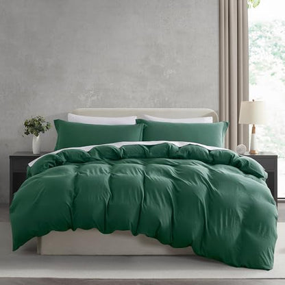 Hearth & Harbor Prewashed King Duvet Cover Set, Dark Green