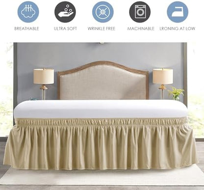 FreshCulture Twin Bed Skirt, Elastic Wrap Around Bed Skirt Twin Size, Bed Skirts for Adjustable Bed, Easy Fit with 22 Inch Drop Length, Hotel Quality Dust Ruffle for Twin Bed (Beige)
