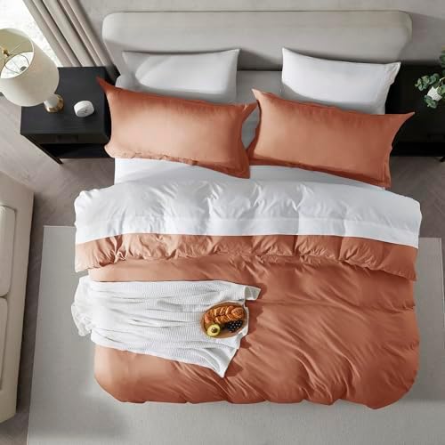 Hearth & Harbor Prewashed California King Duvet Cover Set, Rust