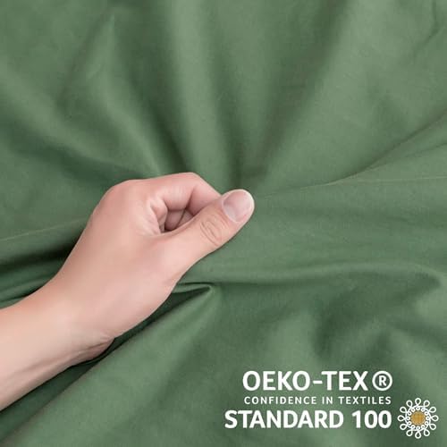 JELLYMONI Cotton Duvet Cover Cal King Size - Green Comforter Cover with Button 100% Washed Cotton 3PCS Breathable Soft Solid Bedding Set Duvet Cover 104×98in & 2 Pillowcases (NO Comforter)