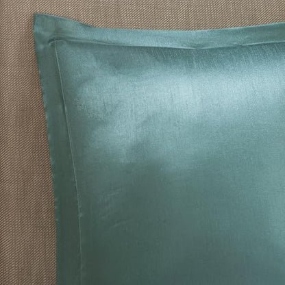 Madison Park Jacquard Paisley Cal King Faux Silk Comforter Set, 24pc,Teal