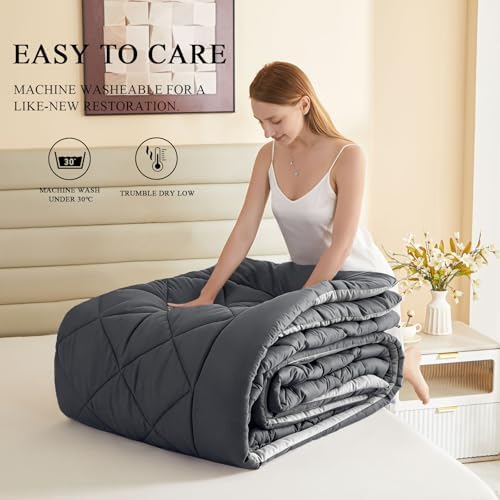 120x98 Oversized King Comforter,Super King Size Comforter Oversized, All Season Soft Lightweight Quilt Down Alternative Duvet Insert with 8 Corner Tabs, Dark Grey/Grey