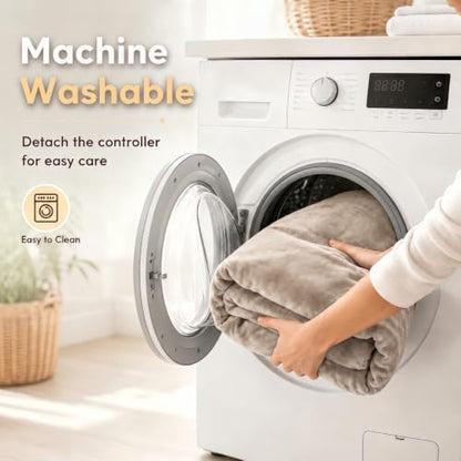 Electric Heated Blanket 62"x84" Twin Size, Linen