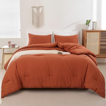 ROSGONIA Alaskan King Comforter, Burnt Orange, 136x120 Soft Bedding Quilt