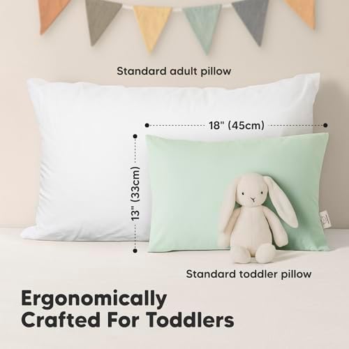 KeaBabies 2pk Toddler Pillows 2 Year Old to 5,13x18 Kids Pillow(Soft White)