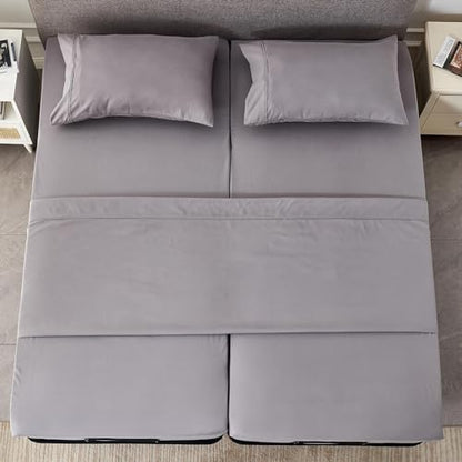 Kingnex Split California King Sheets Set for Adjustable Bed Grey