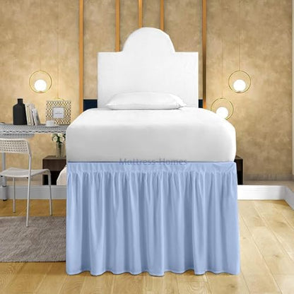 Mattress-Homes Ruffled Dorm Bed Skirt, Twin XL, 56-Inch Drop, Tailored with Split Corners, Light Blue Dust Ruffle for Lofted College Beds, Twin Extra Long Dorm Bedding Essential