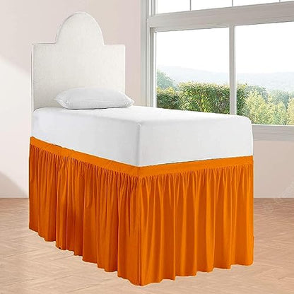 Crown Collection 30 Inch Drop Twin XL Size Dorm Bed Solid Bed Skirt Stylish Ruffled Pattern Split Corner Easy Fit Easy Care Fade & Wrinkle Resistant- Micorfiber Fit