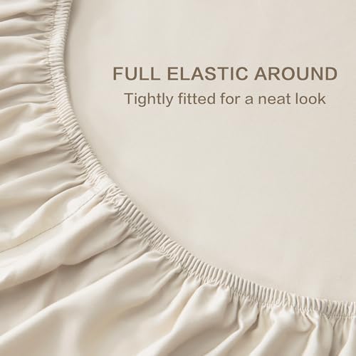 Andency Beige King Sheets Set 100% Viscose Derived from Bamboo