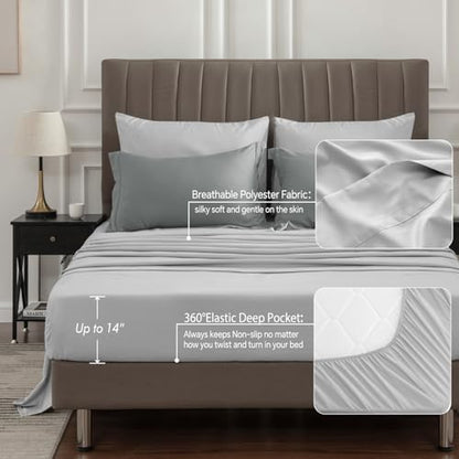 BEDELITE Twin XL Comforter Set 5 Pieces, Reversible Dark Grey Bed in A Bag