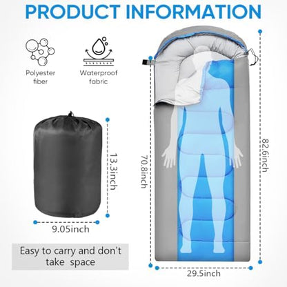 OBTANIM Sleeping Bags Portable Waterproof Camping Sleeping Bag for Adults Kids 4 Seasons Cold Weather or Warm Backpacking Hiking Travel Indoor Outdoor Use