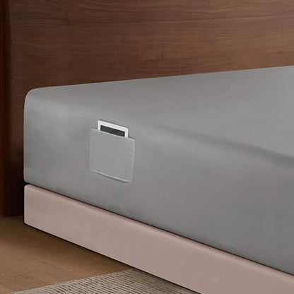 Elegant Comfort 1500 Premium Hotel Quality 18-24 Inches Deep - Extra Deep Pocket Single Fitted Sheet for High Mattress, Luxury and Softest, Smart Pocket - Wrinkle Free, Twin/Twin XL, Gray