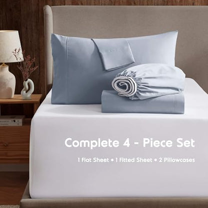 Nestl Full XL Sheet Set - Bed Sheets - Ice Blue - 4-Piece Deep Pocket