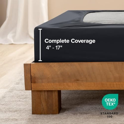 Bare Home Queen Size Box Spring Cover Wrap Around (Queen, Black)