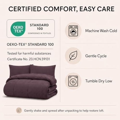 CozyLux Full Size Comforter Sets Cocoa Powder - 7 Pieces Bed in a Bag