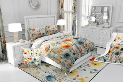 jejeloiu Boho Floral Comforter Set Full Size Kids Coloful Flower Bedding Set for Boys Girls Teens Botanical Duvet Breathable Blossom Plant Aesthetic Quilt Bedroom Decor,1 Comforter with 2 Pillowcase