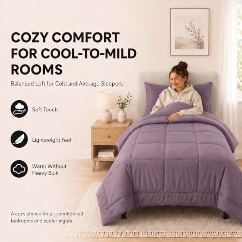CozyLux Twin XL Comforter Set Dusty Purple - 5 Pieces Twin XL Bed in a Bag