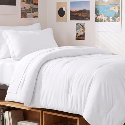 CozyLux Twin XL Comforter White, 5 Pieces Bed in a Bag