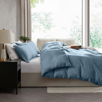 Hearth & Harbor Prewashed Full Duvet Cover Set, Stone Blue