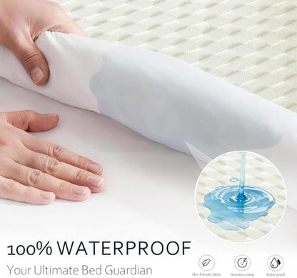 Waterproof Mattress Protector King, Organic Cotton, White