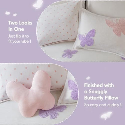 Intelligent Design Kids Girls Butterflies Multi Queen Comforter Set, 4pc
