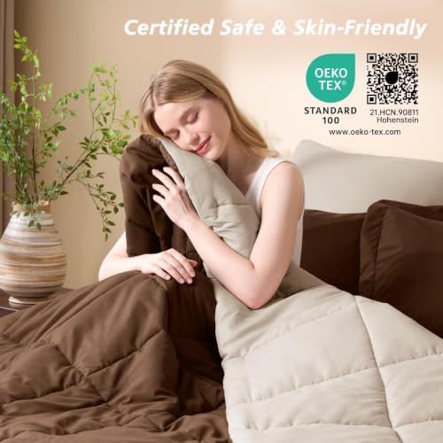 Twin Comforter Set with Sheets - 5 Pieces Bed in a Bag Brown Bedding Sets