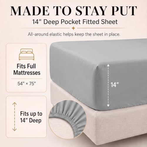 CozyLux Full Size Comforter Set Light Grey, 7 Pieces Bed in a Bag