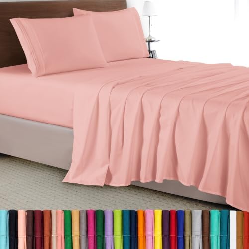 Elegant Comfort Luxury 4-Piece Bed Sheet Set - Luxury Bedding 1500 Premium Hotel Quality Microfiber, Wrinkle Resistant Cool & Breathable, Easy Elastic Fitted, Twin/Twin XL, Dusty Rose