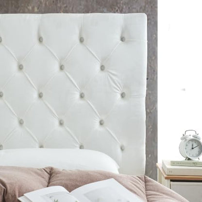 Tufted Velvet Plush College Dorm Twin XL Headboard - White with Legs