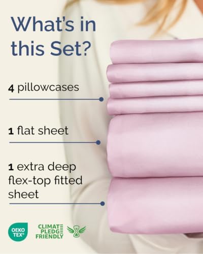 Flex Top Split Head King 6 Piece Sheet Set - Soft & Cooling - Light Pink