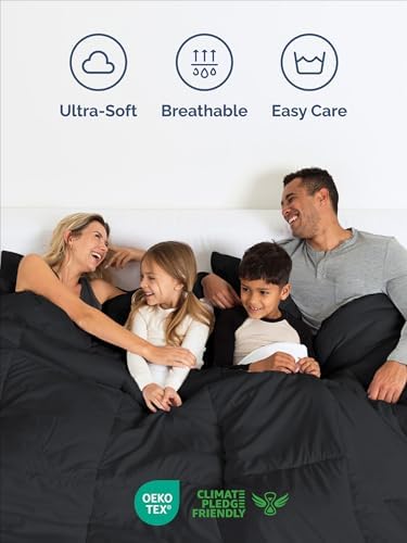 Twin Comforter Set - Black Bedding for All Seasons - Soft 2 Piece Bed Set