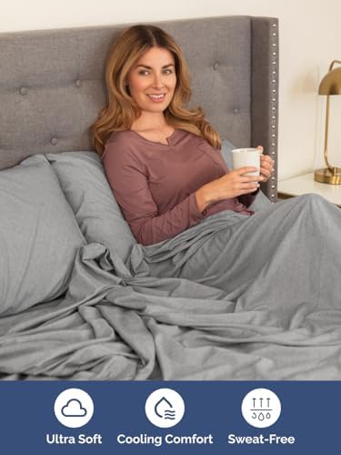 Extra Deep Queen Sheet Set - 4 Piece Breathable & Cooling - Heathered Grey