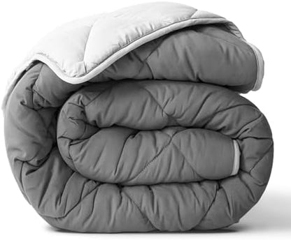 ViscoSoft Twin/Twin XL Reversible Comforter - Duvet Insert -Light/Dark Gray