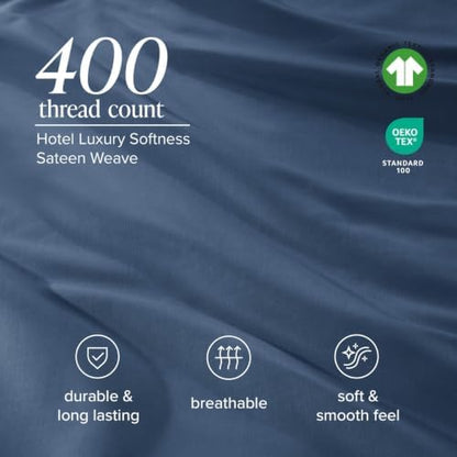 Bare Home 100% Organic Cotton Sateen Sheet Set (Cal King, Bering Sea)